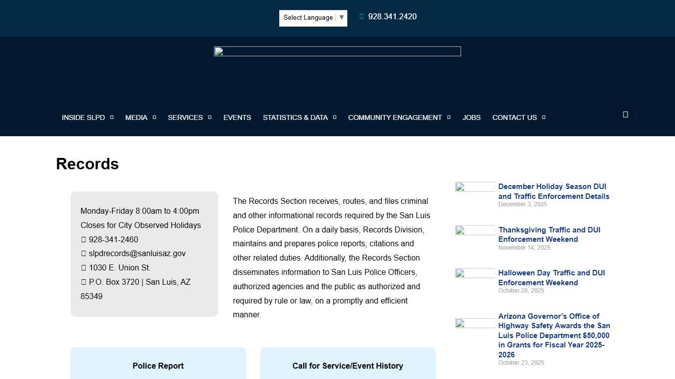 Records – San Luis Police Department